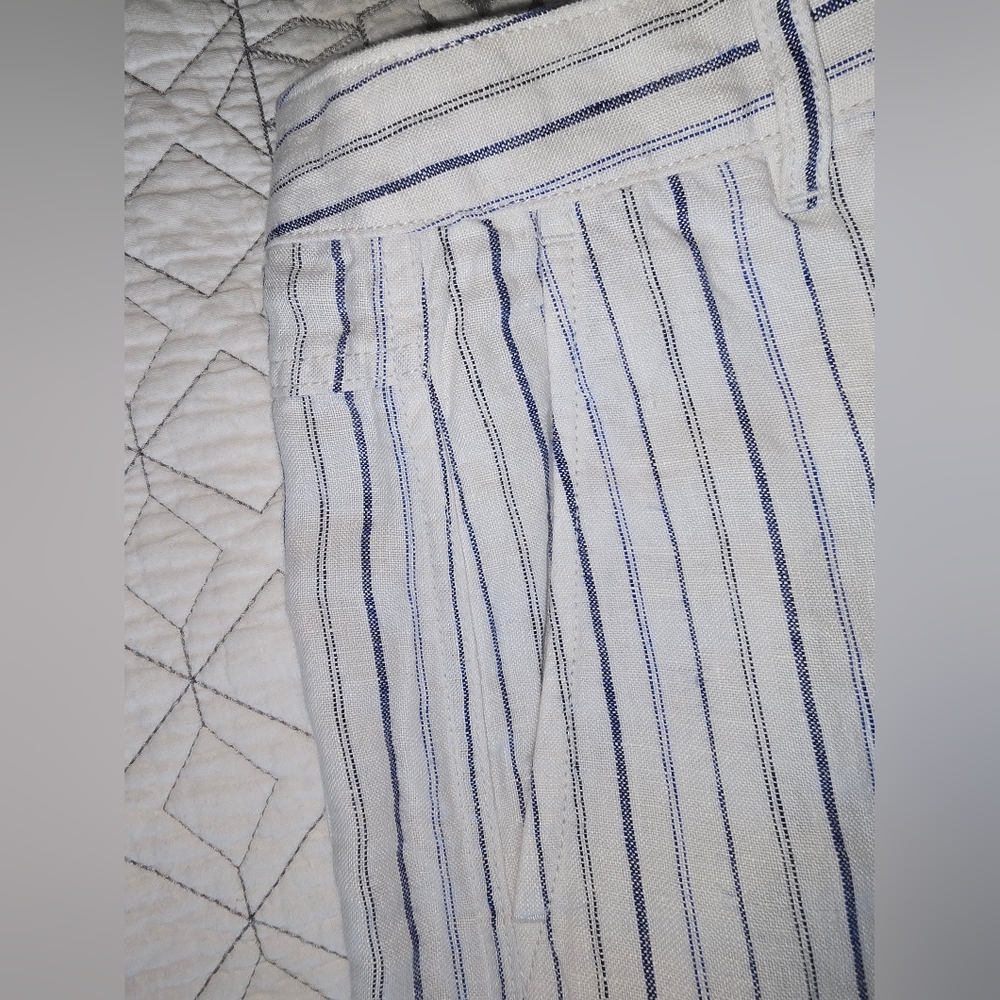 NWT Madewell The Zoe Striped Wide-Leg 100% Linen Pants Sz 6 - Picture 9 of 11